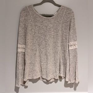 Charming Charlie Women’s Size Small Bell Sleeve Knit Sweater Lace up Back